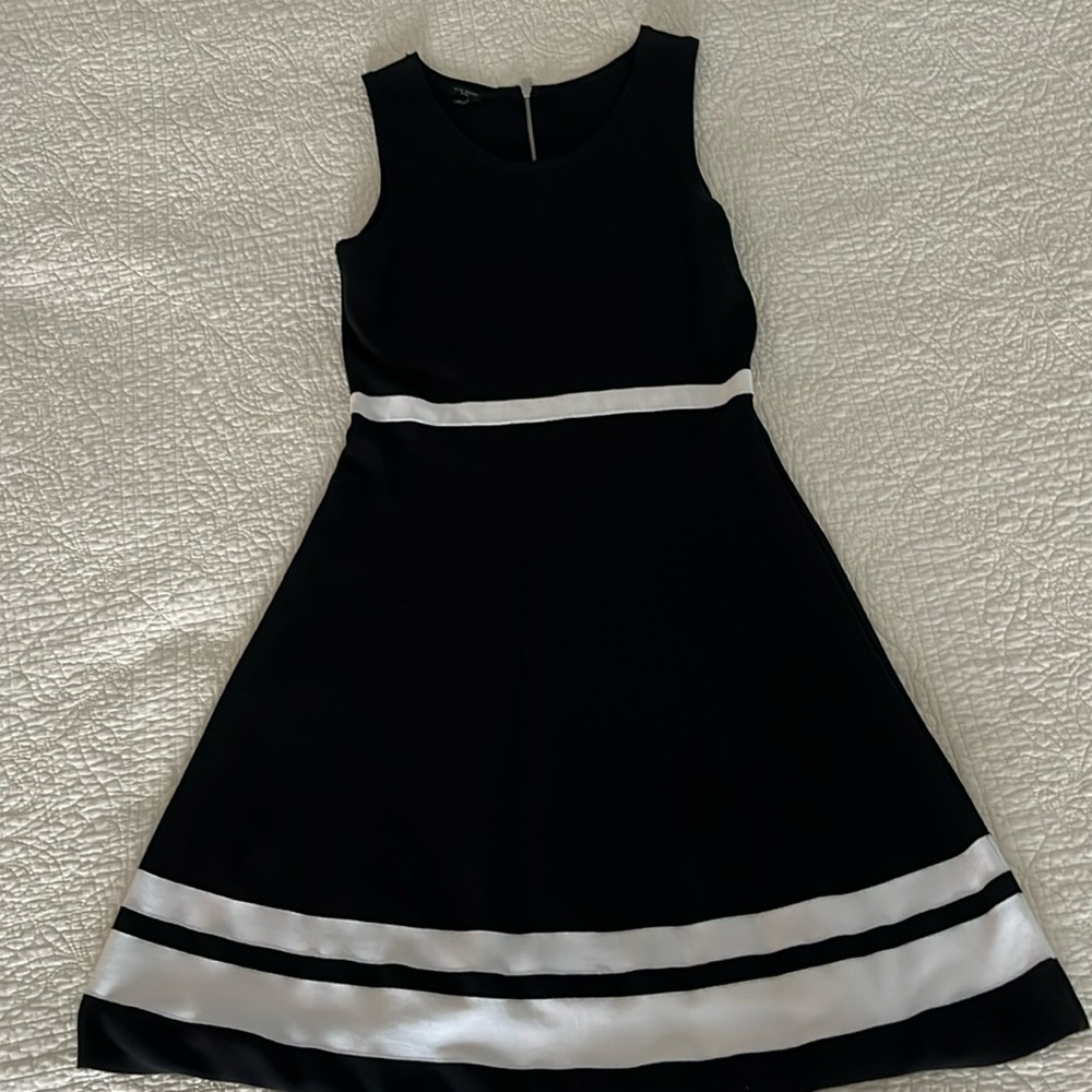 Talbots Black and white knit dress.